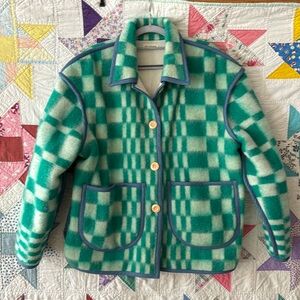 Hey Johanna Hand Made Wool Camp Blanket Coat Jacket Large X-Large